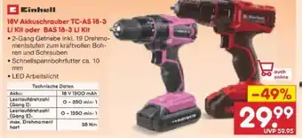 Netto Marken-Discount Einhell Akkuschrauber TC-AS 18-3 Li Kit Angebot