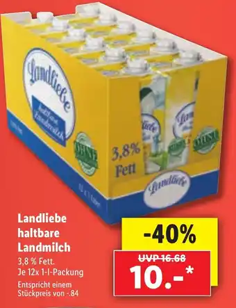 Lidl Landliebe haltbare Landmilch Angebot