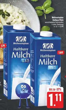 Edeka Weihenstephan haltbare milch 3,5% fett Angebot