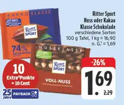 Edeka Ritter sport nuss oder kakao klasse schokolade Angebot