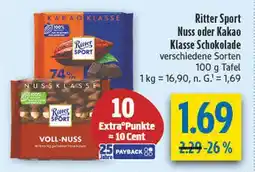 diska Ritter sport nuss oder kakao klasse schokolade Angebot