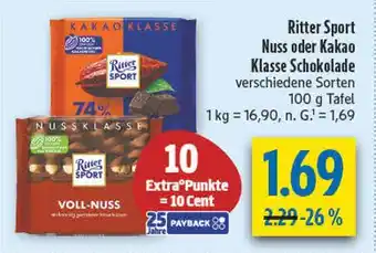 diska Ritter sport nuss oder kakao klasse schokolade Angebot