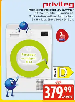 Marktkauf Privileg wärmepumpentrockner pd 8d wmb Angebot
