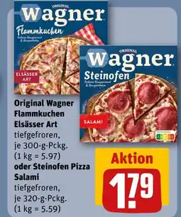 REWE Wagner flammkuchen elsässer art oder steinofen pizza salami Angebot