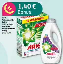 REWE Ariel ariel vollwaschmittel pulver oder ariel colorwaschmittel flüssig Angebot