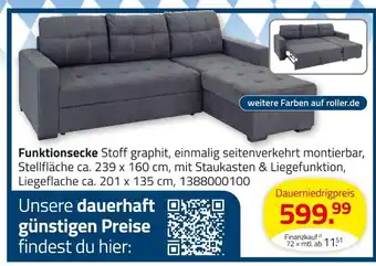 ROLLER Funktionssofa stoff graphit Angebot