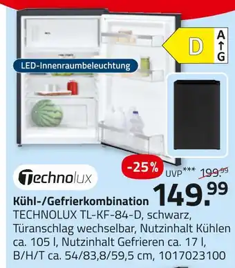 ROLLER Technolux kühl-/gefrierkombination tl-kf-84-d Angebot