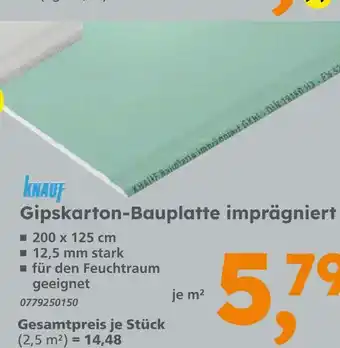 Globus Baumarkt Knauf gipskarton-bauplatte imprägniert Angebot