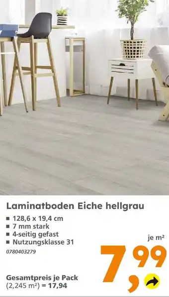 Globus Baumarkt Laminatboden eiche hellgrau Angebot