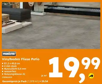 Globus Baumarkt Primaster vinylboden fliese patio Angebot