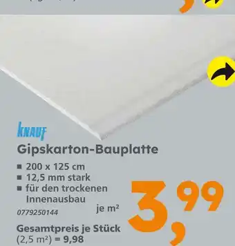 Globus Baumarkt Knauf gipskarton-bauplatte Angebot