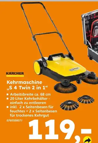 Globus Baumarkt Kärcher kehrmaschine s 4 twin 2 in 1 Angebot