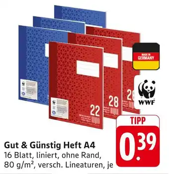 E-Center Gut & günstig heft a4 16 blatt Angebot