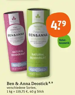 tegut Ben & anna pink grapefruit natural deodorant Angebot