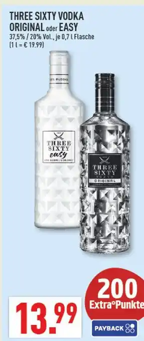 Marktkauf Three sixty vodka original Angebot