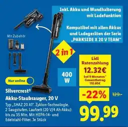 Lidl SILVERCREST Akku-Staubsauger 20 V Angebot