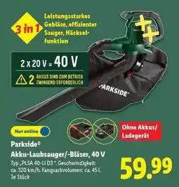 Lidl Parkside Akku-Laubsauger/-bläser 40 V Angebot