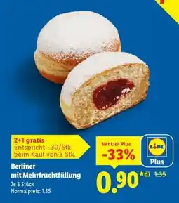 Lidl Berliner mit Mehrfruchtfüllung Angebot