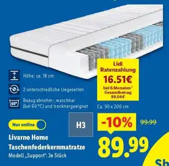 Lidl LIVARNO home Taschenfederkernmatratze Angebot