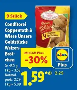 Lidl Conditorei Coppenrath & Wiese Unsere Goldstücke Weizen-Brötchen Angebot
