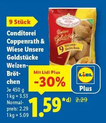 Lidl Conditorei Coppenrath & Wiese Unsere Goldstücke Weizen-Brötchen Angebot