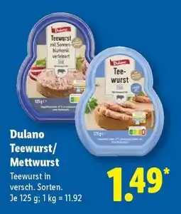 Lidl Dulano Teewurst/Mettwurst Angebot