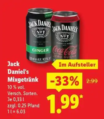 Lidl Jack Daniel’s Mixgetränk Angebot
