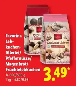 Lidl Favorina Lebkuchen-Allerlei/Pfeffernüsse/Magenbrot/Früchtelebkuchen Angebot