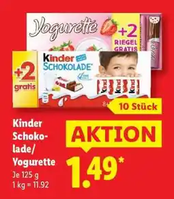 Lidl kinder Schokolade Yogurette Angebot