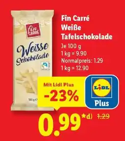 Lidl Fin Carré Weiße Tafelschokolade Angebot