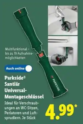 Lidl Parkside Sanitär Universal-Montageschlüssel Angebot