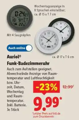 Lidl AURIOL Funk-Badezimmeruhr Angebot