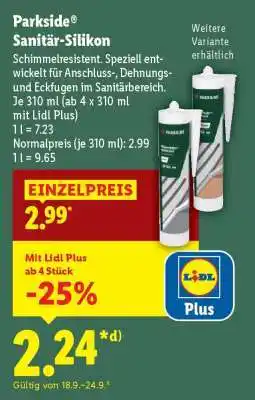 Lidl PARKSIDE Sanitär-Silikon Angebot