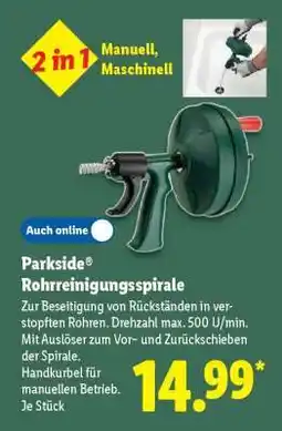 Lidl Parkside Rohrreinigungsspirale Angebot