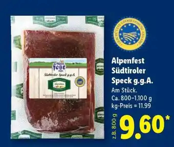 Lidl Alpenfest Südtiroler Speck g.g.A Angebot