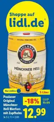 Lidl Paulaner Original Münchner Hell Bierfass mit Zapfhahn Angebot