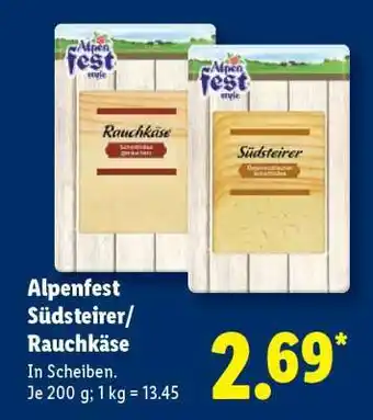 Lidl Alpenfest Südsteirer/Rauchkäse Angebot