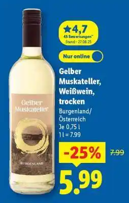 Lidl Gelber Muskateller, Weißwein, trocken Angebot