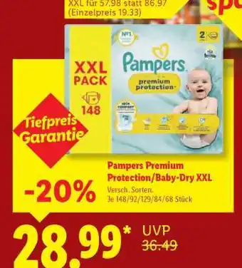 Lidl Pampers Premium Protection/Baby-Dry XXL Angebot