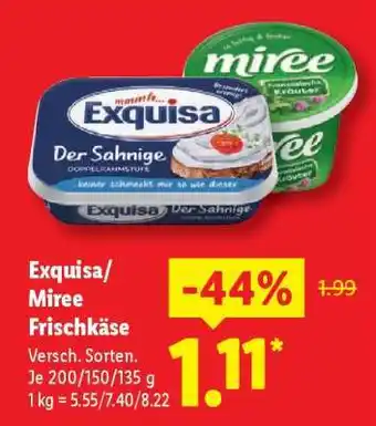 Lidl Exquisa/Miree Frischkäse Angebot