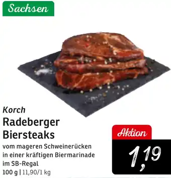 KONSUM Korch Radeberger Biersteaks Angebot