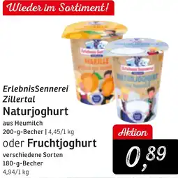 KONSUM ErlebnisSennerei Zillertal Naturjoghurt oder Fruchtjoghurt Angebot