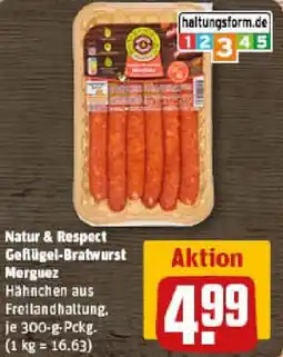 REWE Natur & Respect Geflügel-Bratwurst Merguez Angebot