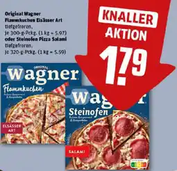 REWE Original Wagner Flammkuchen Elsässer Art oder Steinofen Pizza Salami Angebot