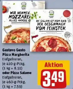 REWE Gustavo Gusto Pizza Margherita oder Pizza Salame Angebot