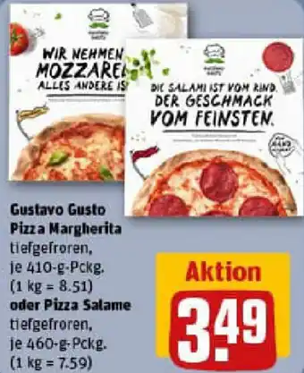 REWE Gustavo Gusto Pizza Margherita oder Pizza Salame Angebot