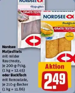 REWE Nordsee Matjesfilets oder Backfisch Angebot