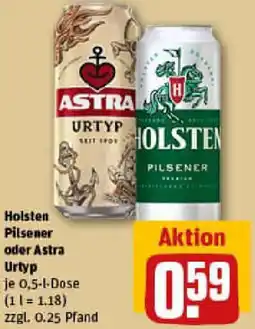 REWE Holsten Pilsener oder Astra Urtyp Angebot