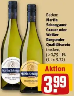REWE Martin Schongauer Grauer oder Weißer Burgunder Qualitätswein Angebot