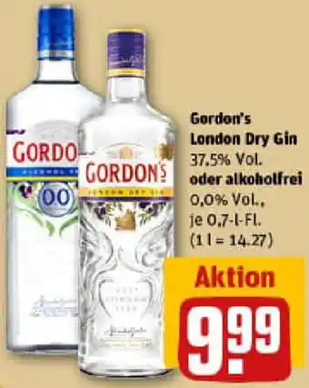 REWE Gordon's London Dry Gin oder alkoholfrei Angebot